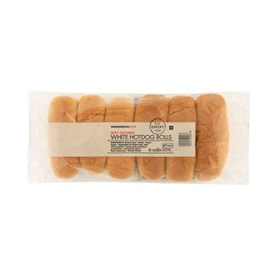 White Hotdog Rolls 6 pk